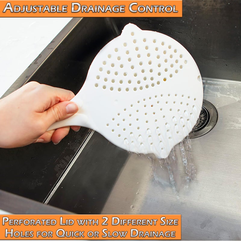 Home-X Microwave Cooking Pot with Strainer Lid - Microwave Steamer for Vegetables with Perforated Lid and Pouring Spout - Convenient, BPA-free Microwave Cookware for Macaroni and Vegetables - Image 5